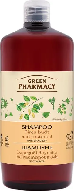 Шампунь Green Pharmacy Березові бруньки і рицинова олія проти лупи, 1 л