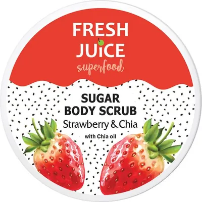 Скраб для тіла Fresh Juice Strawberry & Chia цукровий, 225 мл
