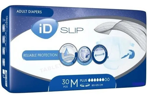 Підгузки для дорослих iD Slip Plus, розмір М (80-125 см), 30 штук