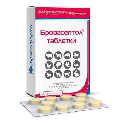 Бровасептол (ДЛЯ ЖИВОТНЫХ) 1 г, 30 таблеток