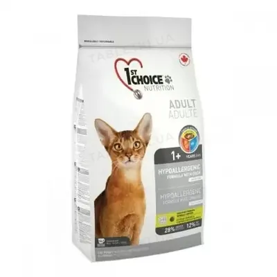 Корм сухий 1st Choice Adult Hypoallergenic для дорослих котів гіпоалергенний, зі смаком качки і картоплі, 350 г