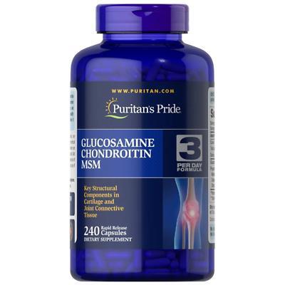 Глюкозамин хондроитин и МСМ Puritan's Pride Glucosamine Chondroitin MSM Double Strength, 240 капсул