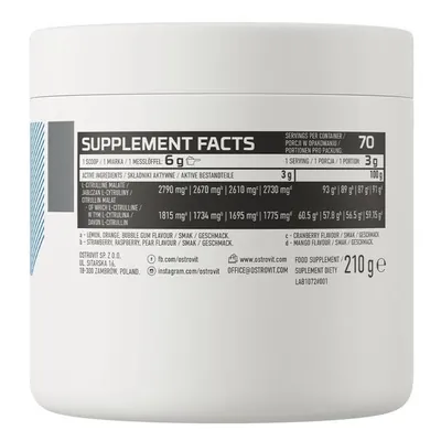 Цитрулін малат OstroVit Citrulline Malate смак апельсина, 210 г