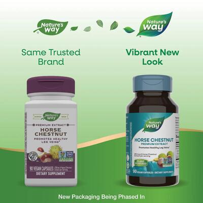 Экстракт конского каштана Nature's Way Horse Chestnut Premium Extract 250 мг, 90 веганских капсул