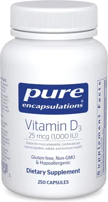 Вітамін D3 Pure Encapsulations Vitamin D3 1000 МО, 250 капсул