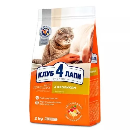 Корм сухий для дорослих котів Club 4 Paws Преміум з кроликом, 2 кг