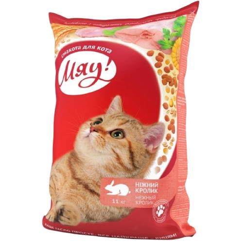 Корм сухий для дорослих котів Мяу! з кроликом, 11 кг