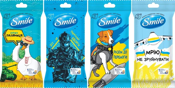 Серветки вологі Smile Разом до Перемоги, 15 шт
