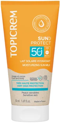 Молочко сонцезахисне Topicrem Sun Protect SPF50+ зволожувальне для обличчя та тіла, 50 мл