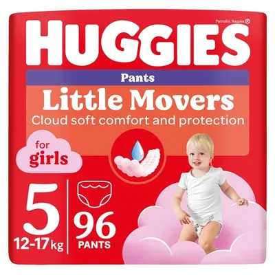 Підгузки-трусики Huggies Pants Little Movers для дівчаток розмір 5, 12-17 кг, 96 шт