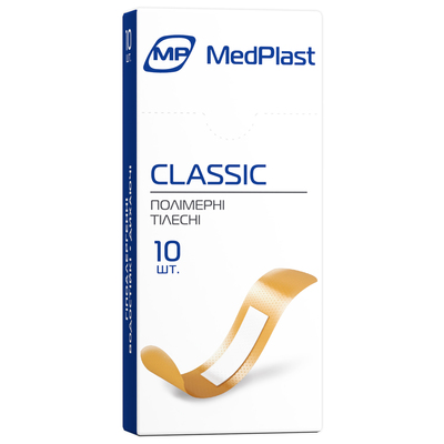 Набор пластырей MP MedPlast CLASSIC на полимерной основе, размером 19 мм х 72 мм, телесные, 10 штук