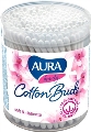 Ватные палочки Aura Beauty в круглой коробке, 200 штук
