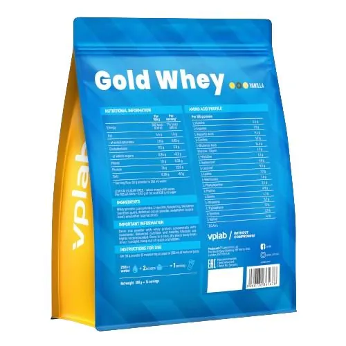 Протеїн сироватковий концентрат VPLab Gold Whey ваніль, 500 г