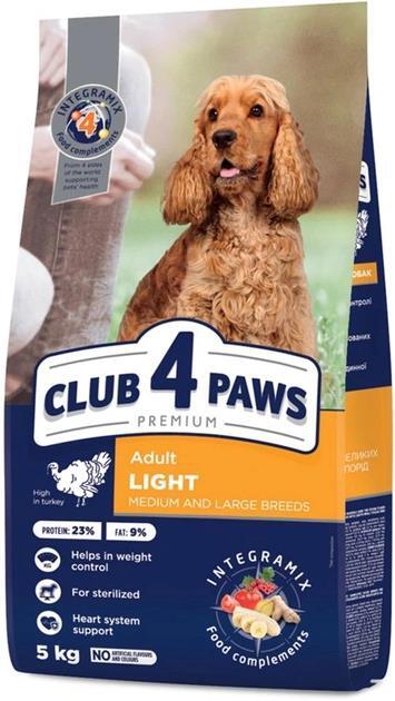Корм сухий Club 4 Paws Premium Adult Light Контроль ваги для дорослих собак середніх та великих порід з індичкою, 5 кг