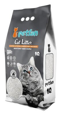 Наполнитель для кошачьего туалета Petfan Active Carbon бентонитовый с активированным углем, 10 л