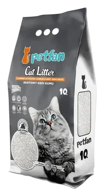 Наповнювач для котячого туалету Petfan Active Carbon бентонітовий із активованим вугіллям, 10 л