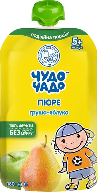 Пюре фруктове Чудо-Чадо Груша-яблуко без цукру з 5 місяців, 180 г