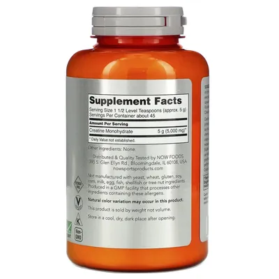 Креатин моногідрат Now Sports Creatine Monohydrate, 227 г