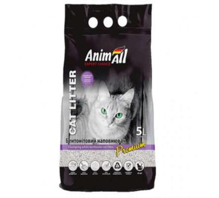 Наполнитель для туалета AnimAll Premium бентонитовый белый с ароматом лаванды, 5 л