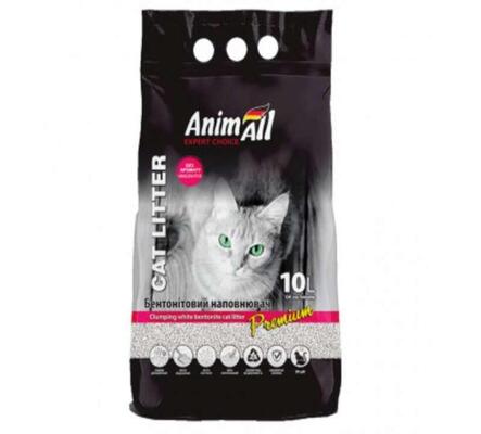 Наповнювач для туалету AnimAll Premium білий бентонітовий без запаху, 10 л