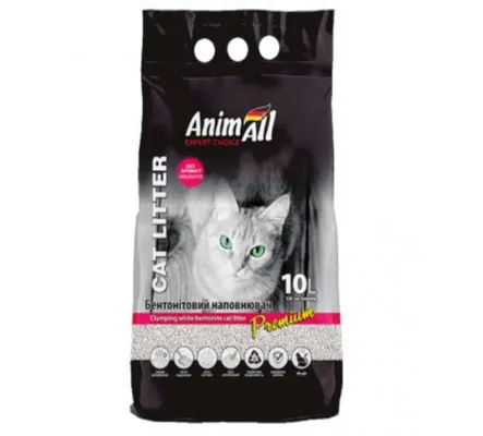 Наповнювач для туалету AnimAll Premium білий бентонітовий без запаху, 10 л