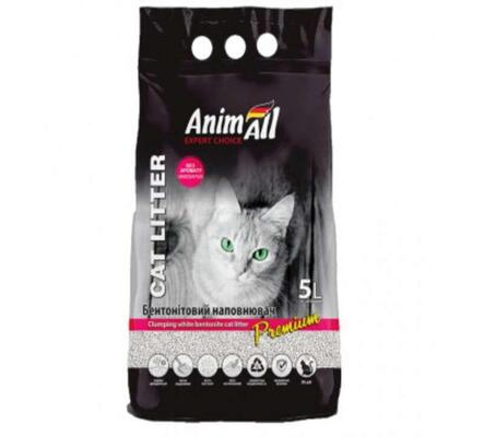 Наполнитель для туалета AnimAll Premium белый бентонитовый без запаха, 5 л