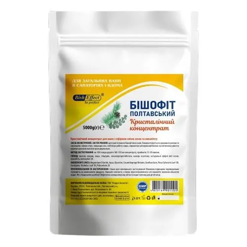 Концентрат кристалічний для ванн BishEffect Бішофіт Полтавський з ефірною олією сосни та евкаліпту, 5000 г