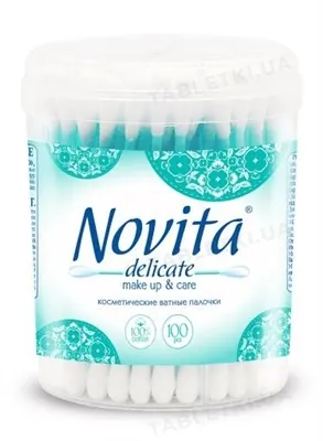 Ватні палички Novita Delicate в круглій банці, 100 штук