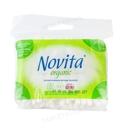 Ватні палички Novita Organic в пакеті, 100 шт