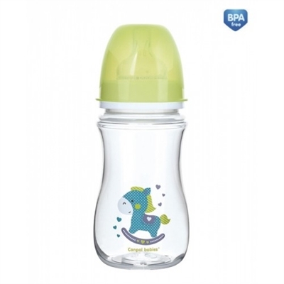 Бутылочка антиколиковая Canpol Babies EasyStart Toys 35/221_gre с широким отверстием, 240 мл