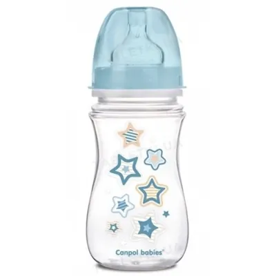 Пляшечка антиколікова Canpol Babies EasyStart Newborn baby 35/217_blu, з широким отвором, 240 мл