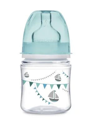 Пляшечка антиколікова Canpol Babies EasyStart PP Let`s celebrate 35/228_blu з широким отвором, 120 мл