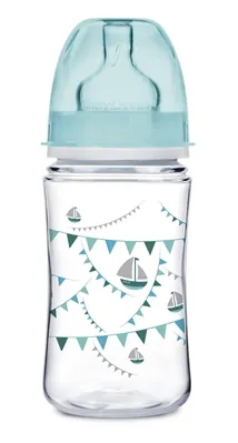 Пляшечка антиколікова Canpol Babies EasyStart PP Let 's celebrate 35/229_blu з широким отвором, 240 мл