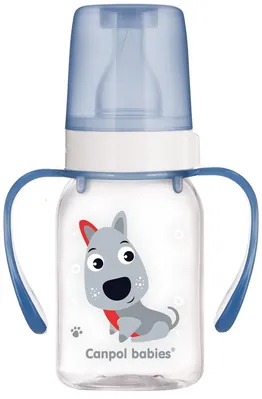 Пляшечка Canpol Babies 11/823 Кольорова ферма з малюнком і ручкою BPA Free, 120 мл