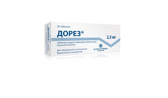 Дорез таблетки, п/плен. обол. по 2.5 мг №30 (10х3)
