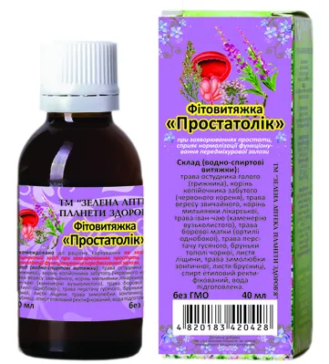 Простатолік фітовитяжка краплі по 40 мл у флак.
