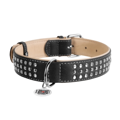 Ошейник Collar WAUDOG Soft с металлическими украшениями ширина 35 мм, длина 57-71 см, черный