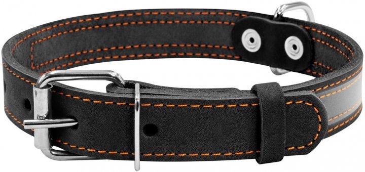 Ошейник Collar со светоотражающей лентой, ширина 25 мм, длина 38-50 см, черный