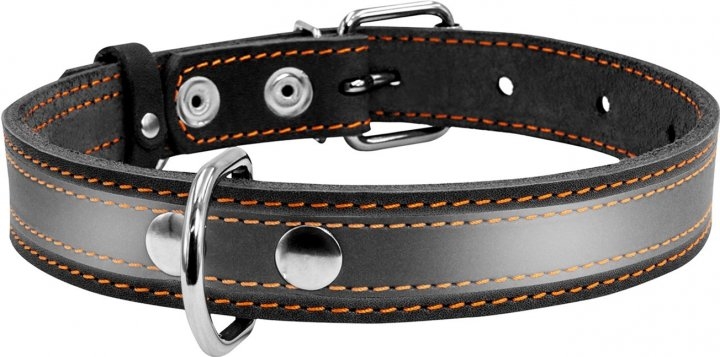 Ошейник Collar со светоотражающей лентой, ширина 25 мм, длина 38-50 см, черный