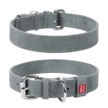 Нашийник для собак Collar WAUDOG Classic шкіряний, металева пряжка, ширина 25 мм, довжина 38-49 см, сірий