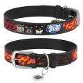 Нашийник для собак Collar WAUDOG Design з QR паспортом, Ліга справедливості, шкіряний, ширина 25 мм довжина 38-49 см, чорний