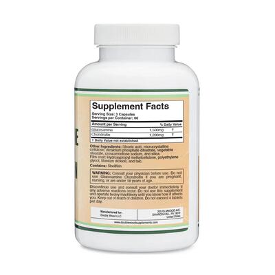 Глюкозамін та Хондроїтин Double Wood Glucosamine Chondroitin 1500 мг та 1200 мг, 180 таблеток
