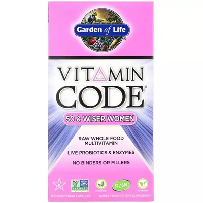 Мультивітаміни для жінок 50+ Garden of Life Vitamin Code, 120 вегетаріанських капсул
