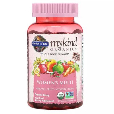 Мультівітаміни для жінок Garden of Life MyKind Organics смак ягідний, 120 жувальних цукерок