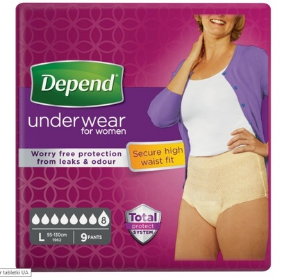 Впитывающее белье Depend для женщин, размер L, 9 штук