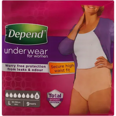 Вбираюча білизна Depend Pants Woman для жінок, розмір L, 9 штук