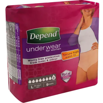 Вбираюча білизна Depend Pants Woman для жінок, розмір L, 9 штук