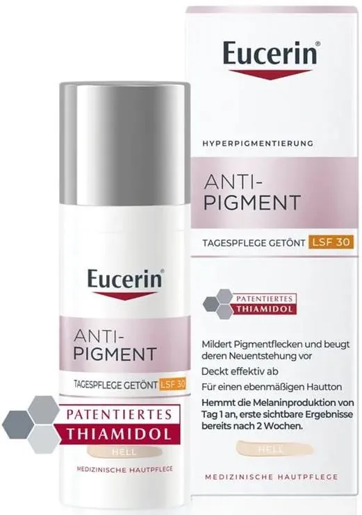 Крем для обличчя Eucerin Anti-Pigment SPF30 денний депігментуючий з тонуючим ефектом відтінок світлий (98352), 50 мл
