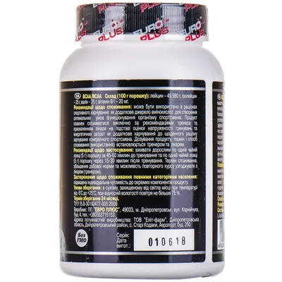 Амінокомплекс Euro Plus BCAA для спортсменів, 300 г, банка