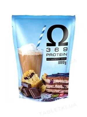 Протеїн сироватковий змішаний Power Pro Protein Omega 3 6 9, мигдалевий кекс, 1 кг